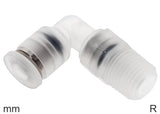 Imagen destacada de la colección - Codo Conector Push-In Acero Inoxidable Y PP Roscas R Macho