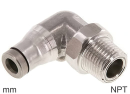 Codos Conector Push-In De Acero Inoxidable Roscas NPT Macho