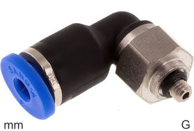 Codo Conector Push-In Latón Y Plástico Roscas G Macho Corto