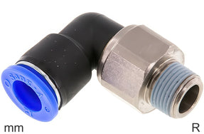 Codo Giratorio Conector Push-In Latón Y Plástico Roscas R Macho Un Rodamiento De Bolas