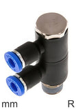 Imagen destacada de la colección - 2-Vías Distribuidor Conector Push-In Latón Y Plástico Roscas R Macho