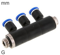 3-Vías Distribuidor Conector Push-In Latón Y Plástico Roscas G Macho