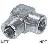 Imagen destacada de la colección - Accesorios En Ángulo 90 Grados Acero / Acero Inoxidable Roscas NPT Hembra PN345