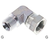 Imagen destacada de la colección - Accesorios En Ángulo 90 Grados Acero / Acero Inoxidable Roscas G Macho/Hembra Con Cono Para Manguera 60 Grados PN475