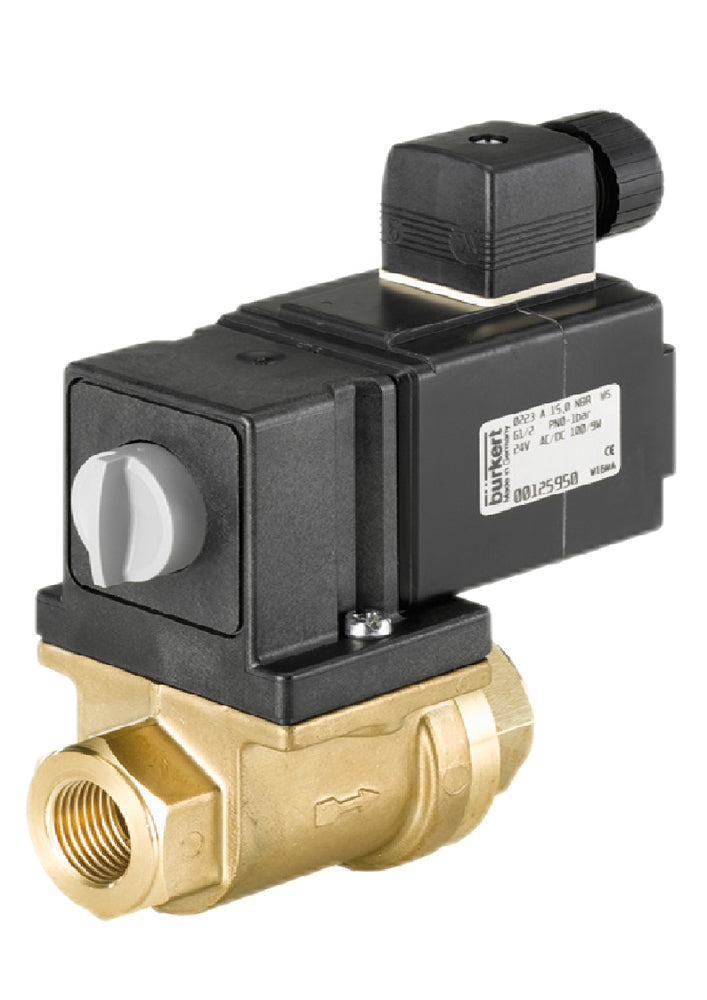 Válvula solenoide G3/8'' NC Latón NBR 0-3bar/44psi 230VAC No apto para vacío 0131 53059