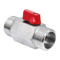 G 1/4'' M/M Válvula De Bola Mini 2 Vías Acero Inoxidable 69 Bar PTFE - TamesonPRO 1113-014-M