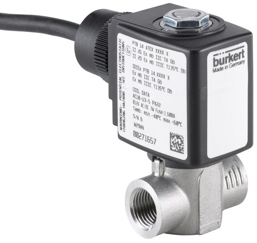 Electroválvula G1/2'' NC Acero inoxidable PTFE 0-35bar/508psi 24VAC/DC ATEX 6240 380833
