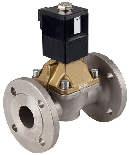 Electroválvula 50 mm Brida NC Acero inoxidable PTFE 0-10bar/145psi 230VAC/DC 6407 363053