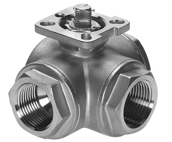 Válvula de bola de acero inoxidable de 3 vías con puerto en T de G4'' ISO-Top 40bar - BL3SA