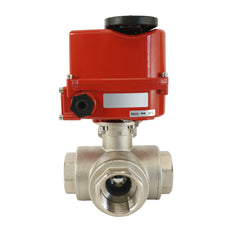 G 1/4 pulgada Latón 3 vías Válvula de bola eléctrica modulante (puerto en L) 24 V CA/CC