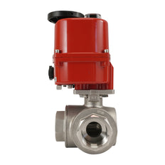 G3/8 pulgadas 3 vías acero inoxidable Válvula de bola eléctrica modulante (puerto en L) 24 V CA/CC