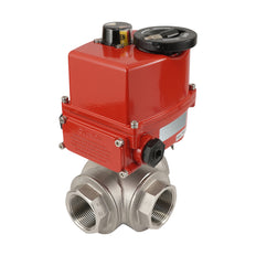 G3/8 pulgadas 3 vías acero inoxidable Válvula de bola eléctrica modulante (puerto en L) 24 V CA/CC