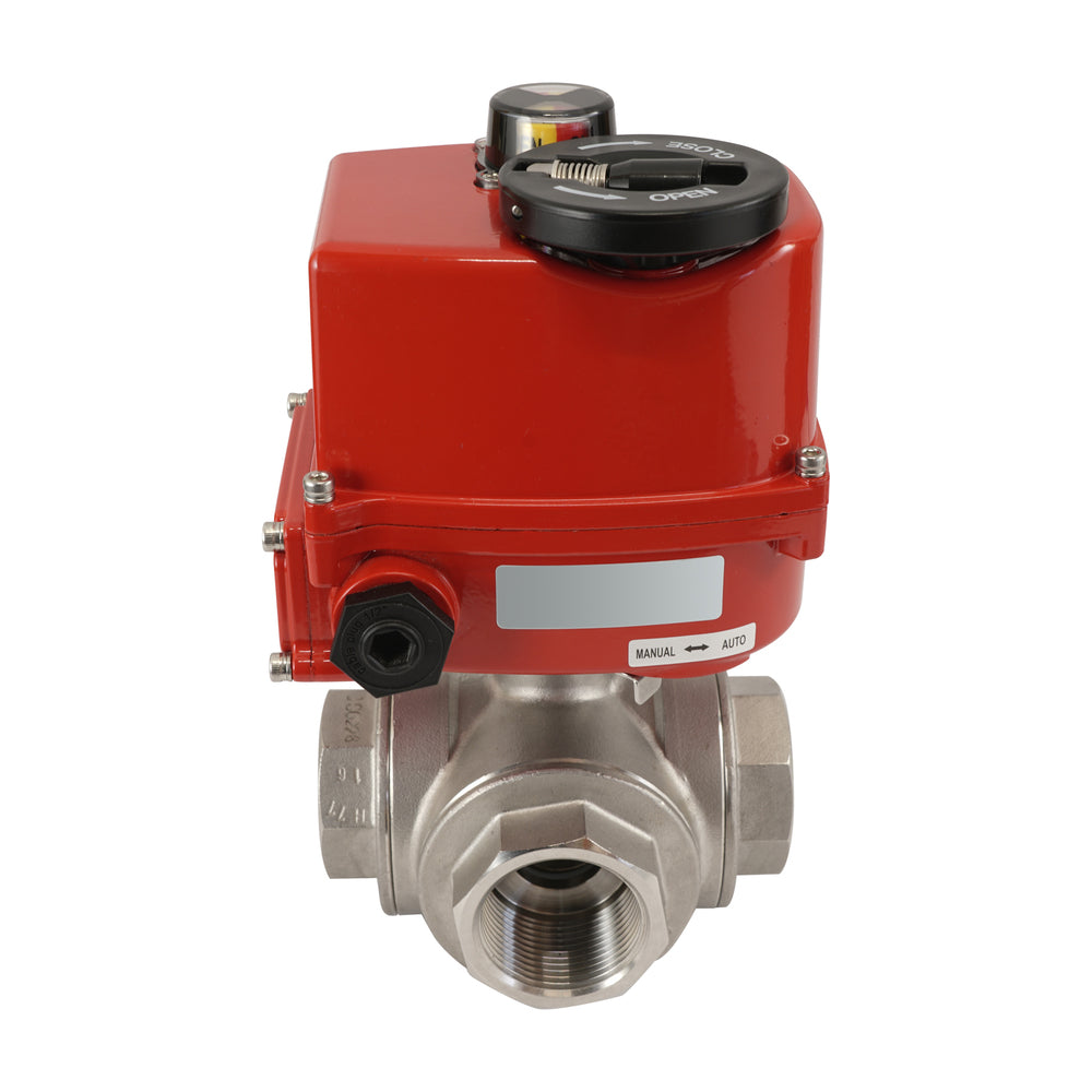 G3/8 pulgadas 3 vías acero inoxidable Válvula de bola eléctrica modulante (puerto en L) 24 V CA/CC