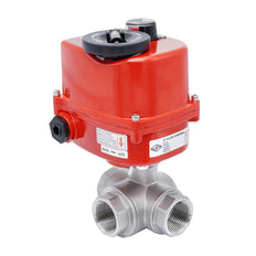 Válvula de Bola Eléctrica de 3 Vías T-Port de Acero Inoxidable Rp 1-1/2'' 100-240 V AC