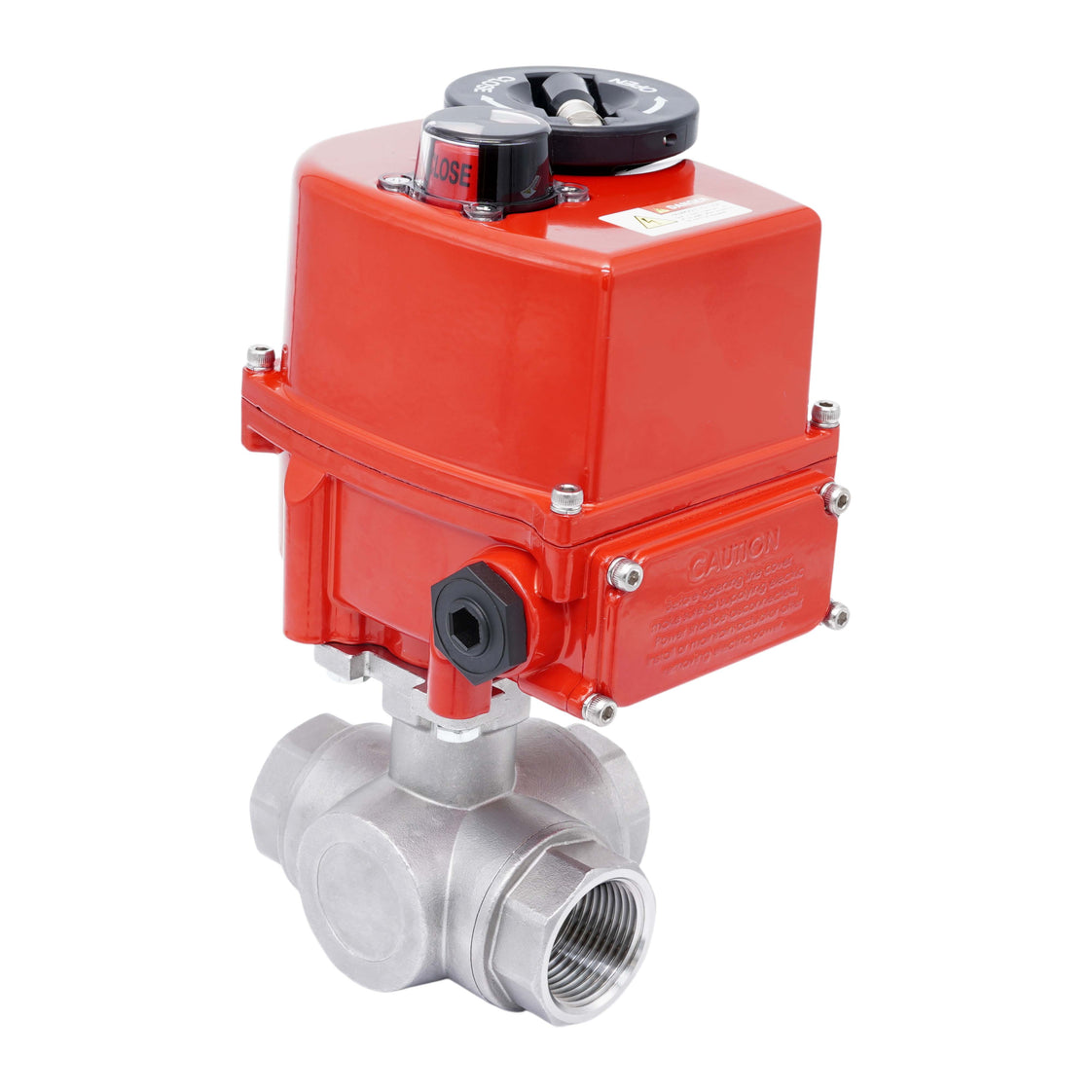 Válvula de Bola Eléctrica de 3 Vías T-Port de Acero Inoxidable Rp 1-1/2'' 24 V AC/DC