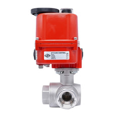 Válvula de Bola Eléctrica de 3 Vías T-Port de Acero Inoxidable Rp 1-1/2'' 100-240 V AC