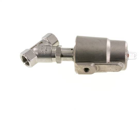 G1/2'' PTFE 25bar NC Válvula de asiento inclinado (Cierre Ag. Flujo) Acero inoxidable/latón AL2