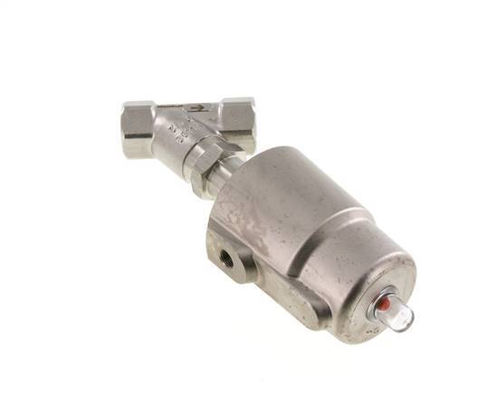 G1/2'' PTFE 25bar NC Válvula de asiento inclinado (Cierre Ag. Flujo) Acero inoxidable/latón AL2