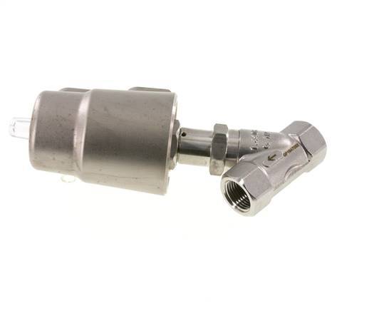 G1/2'' PTFE 25bar NC Válvula de asiento inclinado (Cierre Ag. Flujo) Acero inoxidable/latón AL2