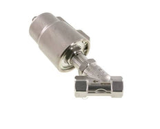 G1/2'' PTFE 25bar NC Válvula de asiento inclinado (Cierre Ag. Flujo) Acero inoxidable/latón AL2