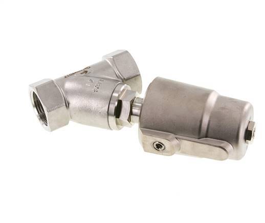 G1'' PTFE 16bar NO Válvula de asiento inclinado Acero inoxidable/latón AL2