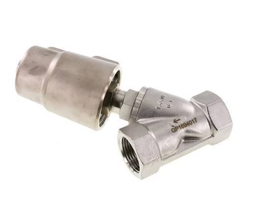 G1'' PTFE 16bar NO Válvula de asiento inclinado Acero inoxidable/latón AL2