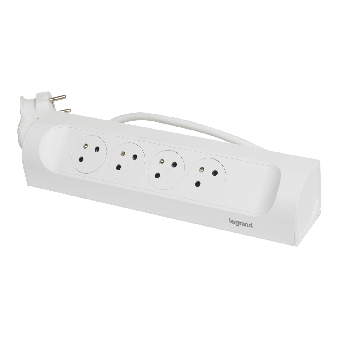Legrand Enchufe Montable a 90 Grados 4x2P Con Tierra Cable de 1m Blanco (Enchufe Europeo) - 049404 [5 Piezas]