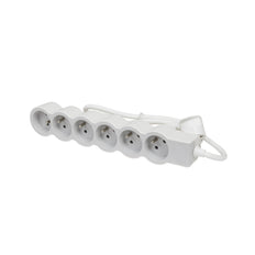 Legrand Toma Estándar 6x2P Con Cable 3M - Blanco-Gris (Enchufe Europeo) - 049494 [10 Piezas]