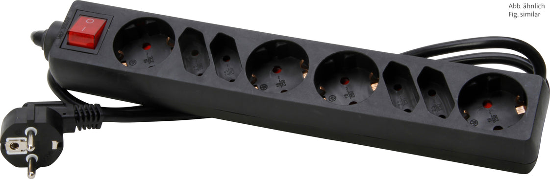 KOPP Enchufe 4+4-V A con 1,4m de cable negro Euro SH Switch - 129505006 [10 Piezas]