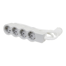 Legrand Toma de corriente estándar 4x2P+A con cable de 3 m - Blanco/Gris (Enchufe Europeo) - 694561 [10 Piezas]