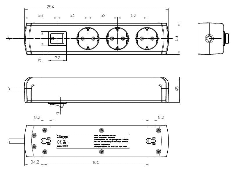 Kopp Universal Plus Enchufe Interruptor de 3 Tomas Blanco - 232502006 [4 Piezas]