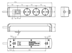 Kopp Universal Plus Enchufe Interruptor de 3 Tomas Blanco - 232502006 [4 Piezas]