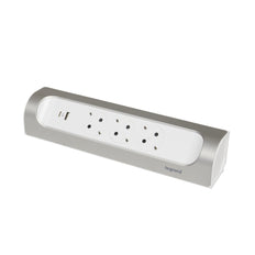 Legrand Enchufe Montable a 90 Grados 3x2P Con Cable USB A+C Alu (Enchufe Europeo) - 694504 [5 Piezas]