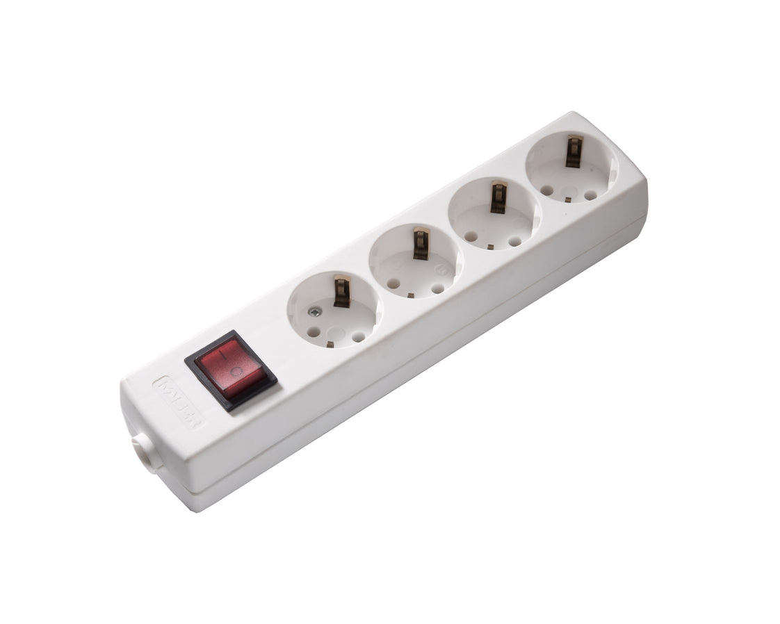 Martin Kaiser Enchufe De 4 Vías Blanco Ártico Con Interruptor (Enchufe Europeo) - 1064/KWS [15 Piezas]