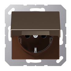 Jung A500 Mocha Toma Schuko Con Tapa Articulada (Enchufe Europeo) - A1520NBFKLMO