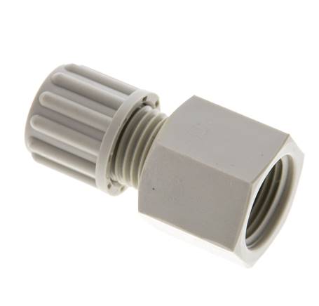 Racor de compresión recto de PP 8x6 mm y G3/8'' con rosca hembra 10 bar