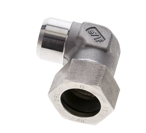 Accesorio de corte en codo de acero inoxidable de 28L y 32mm con extremo para soldar 160 bar ISO 8434-1