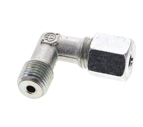 1/4'' NPT Macho x 6S Codo de acero galvanizado de 90 grados Anillo de corte 630 Barra DIN 2353