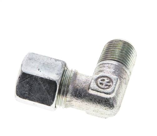 1/8'' NPT Macho x 8LL Codo de acero galvanizado de 90 grados Anillo de corte 100 Bar DIN 2353