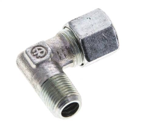 1/8'' NPT Macho x 8LL Codo de acero galvanizado de 90 grados Anillo de corte 100 Bar DIN 2353