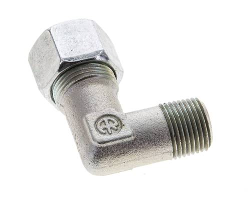 3/8'' NPT Macho x 12S Codo de acero galvanizado de 90 grados Anillo de corte 630 Bar DIN 2353