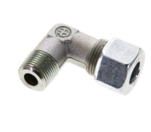 3/8'' NPT Macho x 12S Codo de acero galvanizado de 90 grados Anillo de corte 630 Bar DIN 2353