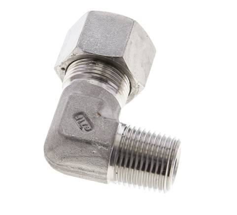 1/2'' NPT Macho x 16S Acero inoxidable Codo de 90 grados Anillo de corte 400 Bar DIN 2353