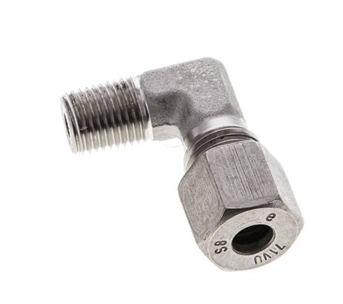 1/4'' NPT Macho x 8S Acero inoxidable Codo de 90 grados Anillo de corte 630 Barra DIN 2353