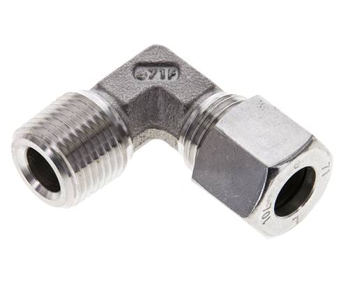 3/8'' NPT Macho x 10L Acero inoxidable Codo de 90 grados Anillo de corte 315 Barra DIN 2353