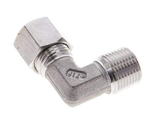 3/8'' NPT Macho x 10L Acero inoxidable Codo de 90 grados Anillo de corte 315 Barra DIN 2353