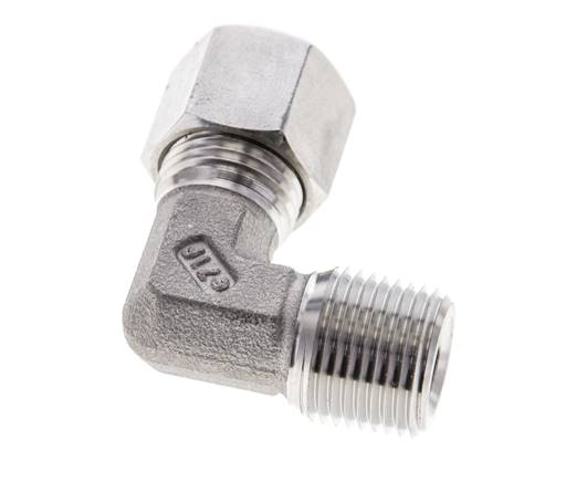 3/8'' NPT Macho x 10L Acero inoxidable Codo de 90 grados Anillo de corte 315 Barra DIN 2353