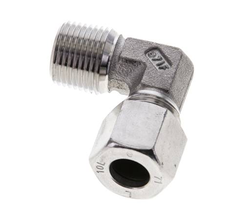 3/8'' NPT Macho x 10L Acero inoxidable Codo de 90 grados Anillo de corte 315 Barra DIN 2353