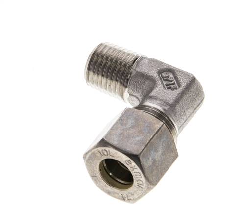 1/4'' NPT Macho x 10L Acero inoxidable Codo de 90 grados Racor de compresión 315 Bar DIN 2353