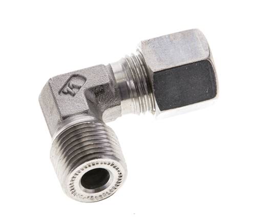 3/8'' NPT Macho x 8S Codo de compresión de 90 grados de acero inoxidable 630 Bar DIN 2353
